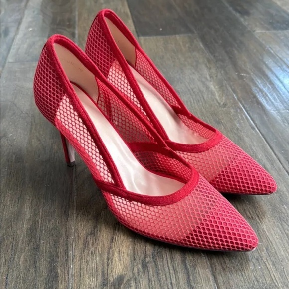 Rampage Shoes High Heels Pump Mesh Suede Pointed Toe Beige Slip On Size 10 - Picture 1 of 8